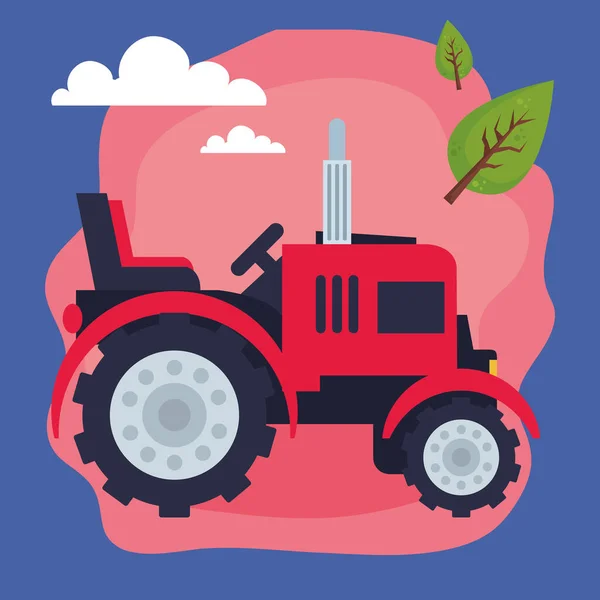 Red tractor farming vehicle — стоковый вектор