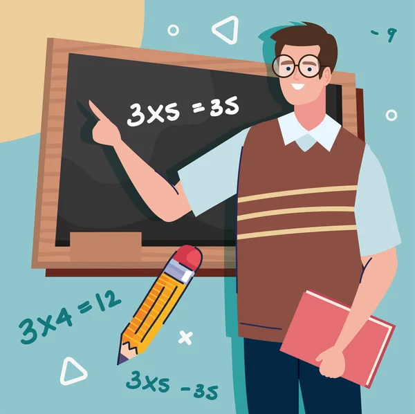 Male teacher in math class — Stockový vektor