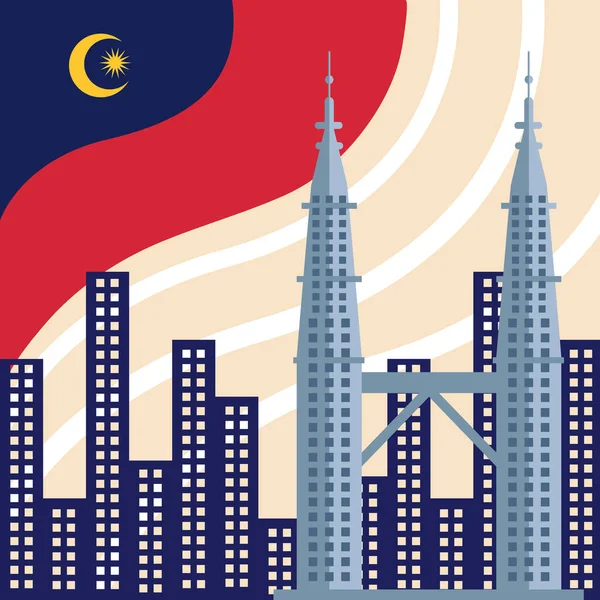 Torres y edificios Petronas — Vector de stock