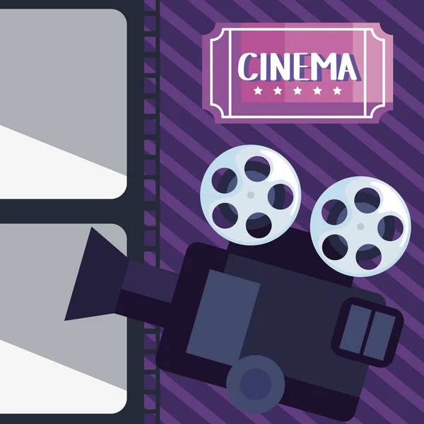 Cinema camera and ticket — Vetor de Stock