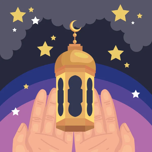 Golden lantern with stars — Stok Vektör