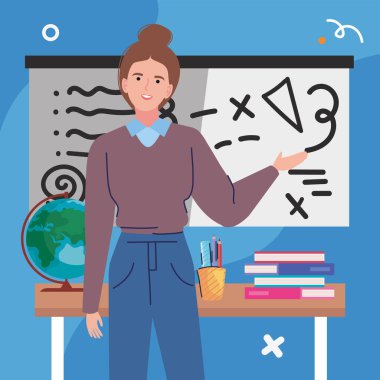 Geometri sınıfında bayan öğretmen