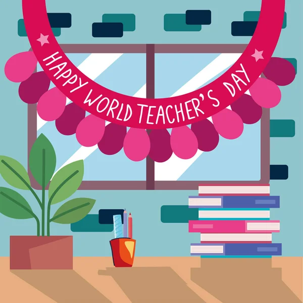 Всесвітній день вчителя в гірляндах — стоковий вектор