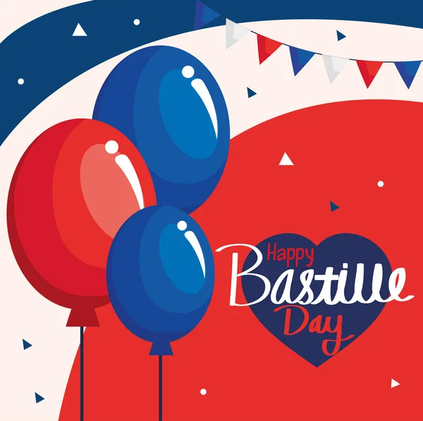 Bastille day lettering celebration — Vector de stock