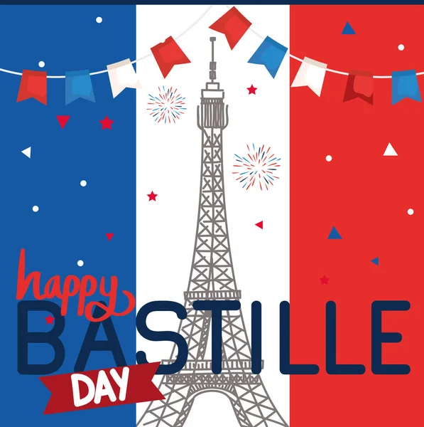 Happy bastille day celebration — Stock Vector