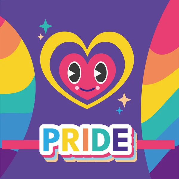 Pride lettering with heart — Vetor de Stock