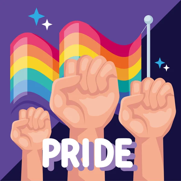 Pride lettering and fists — Archivo Imágenes Vectoriales