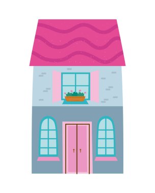 Gri ev binası ön yüzü simgesi