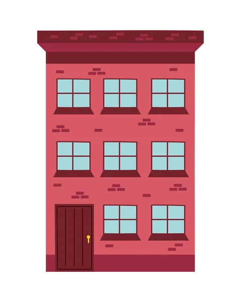 Façade bâtiment rouge — Image vectorielle