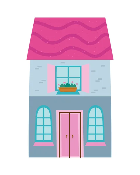 Grå hus bygning facade ikon – Stock-vektor