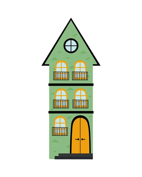 Fachada del edificio verde — Vector de stock