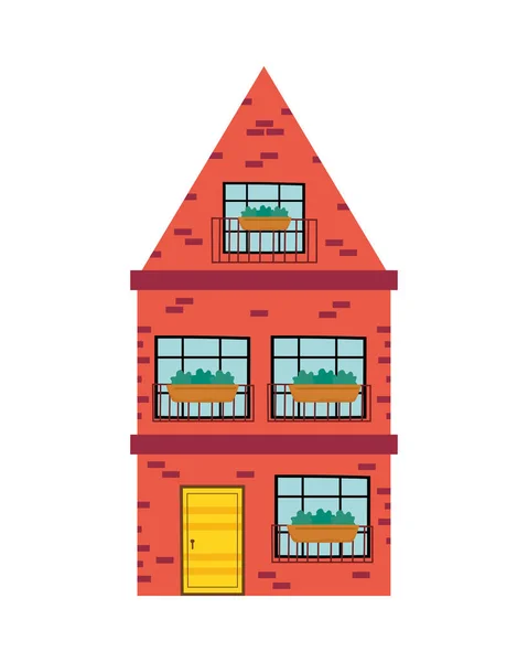 Byggnad röd fasad — Stock vektor