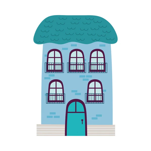 青い建物のファサード — ストックベクタ