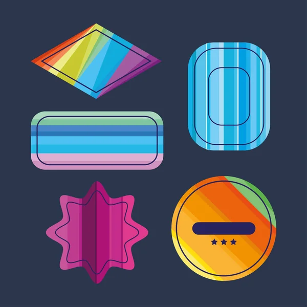 Five holographic stamps icons — Archivo Imágenes Vectoriales