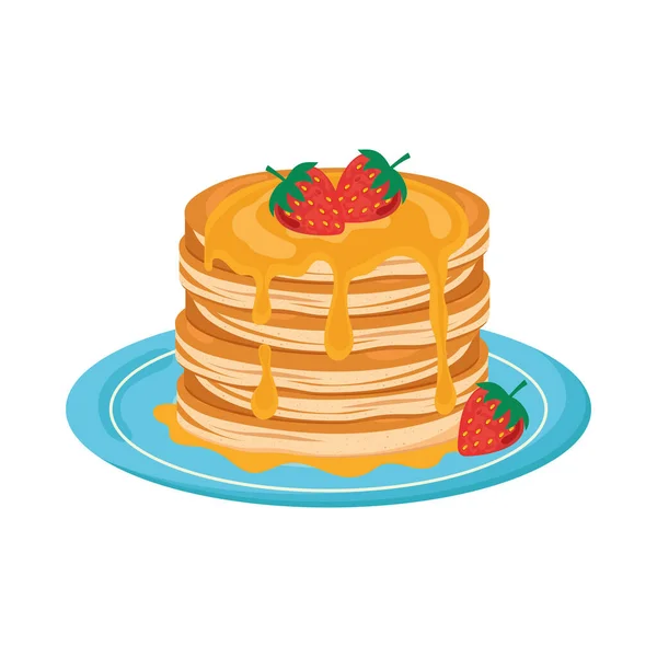 Pancakes with strawberries — Stock Vector