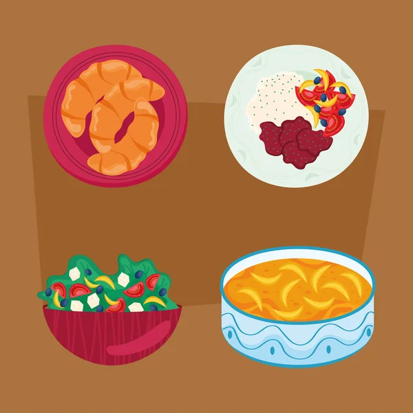 Four breakfast menu icons — Stock Vector