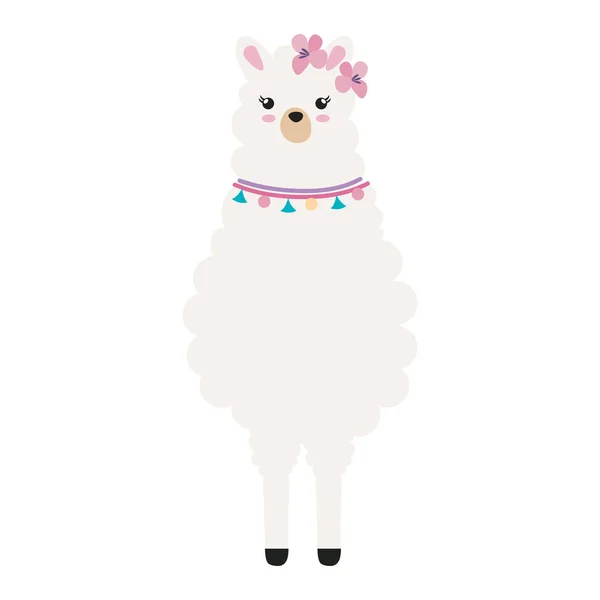Cute llama standing front — Stockvector