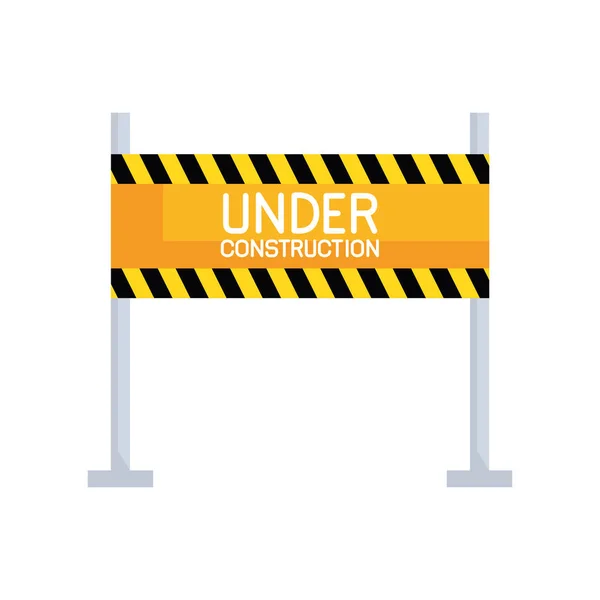Under construction lettering in barricade — Stock Vector