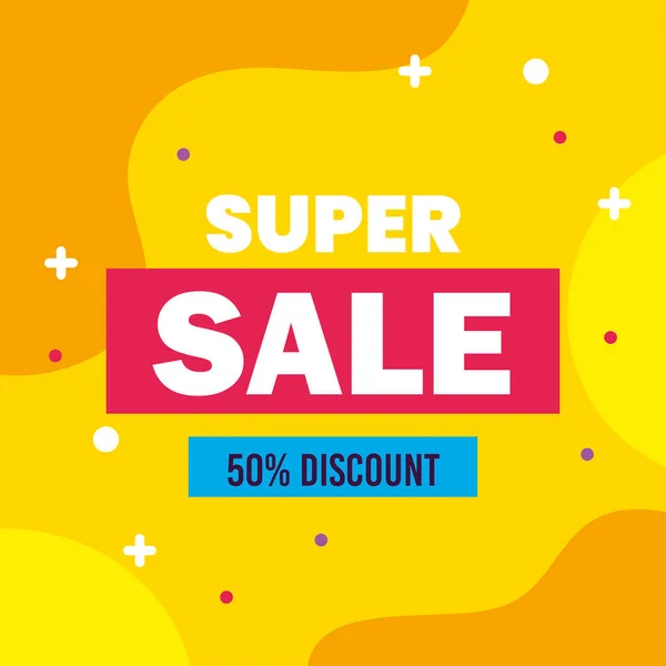 Super sale half discount — Vetor de Stock