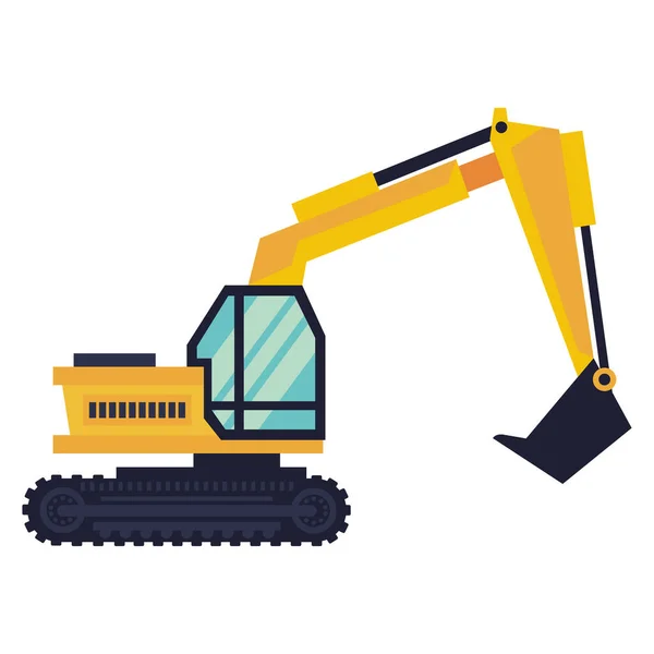 Excavator yellow machinery — Stock Vector
