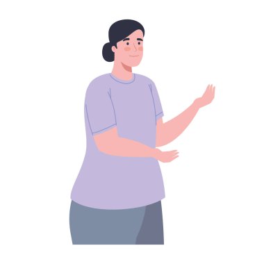 Leylak rengi gömlek giyen kadın.