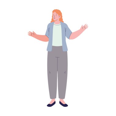 Kızıl saçlı kadın konuşuyor.