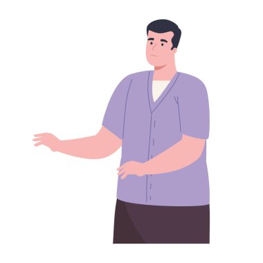 Genç adam ayakta duruyor.