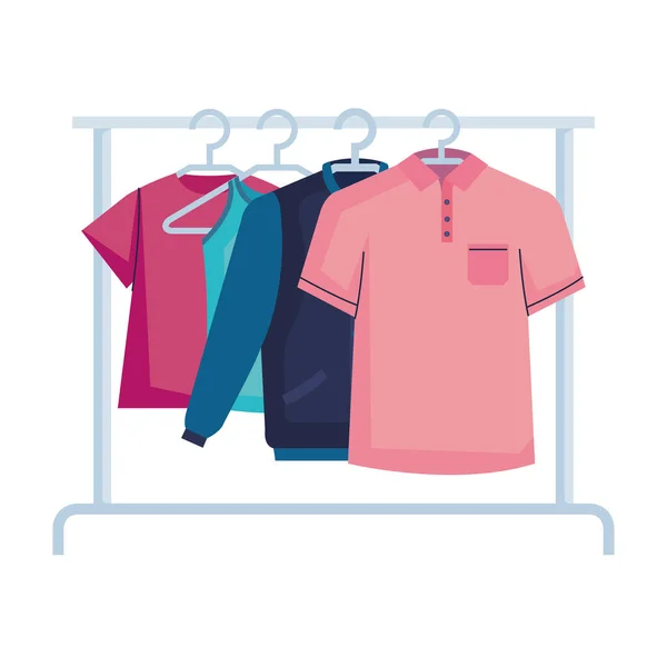Vêtements suspendus dans le rack — Image vectorielle