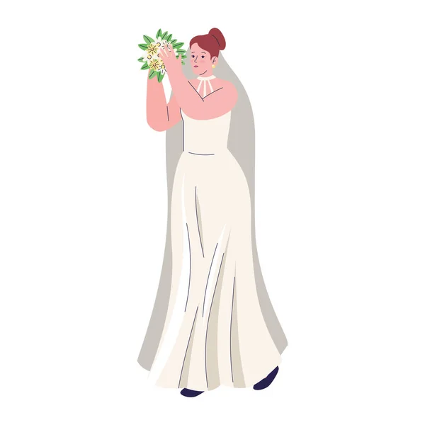 Wife lifting bridal bouquet — Stockvector