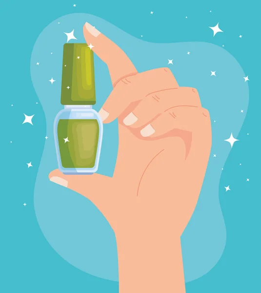 Main levage vernis à ongles vert — Image vectorielle