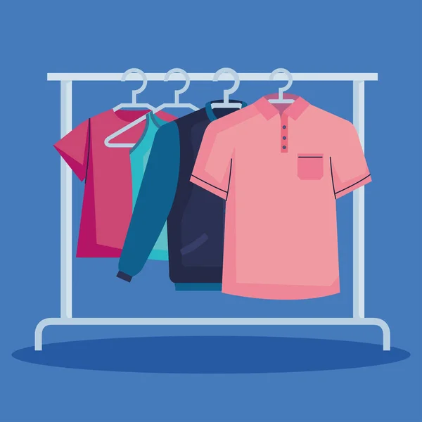 Rack with clothes hanging — Image vectorielle