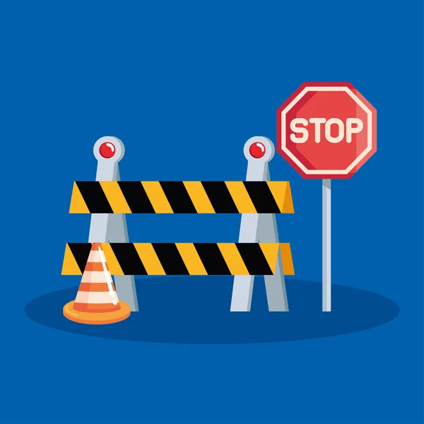 Construction barricade and stop — Stockvector
