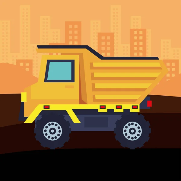 Dump truck in construction — Archivo Imágenes Vectoriales