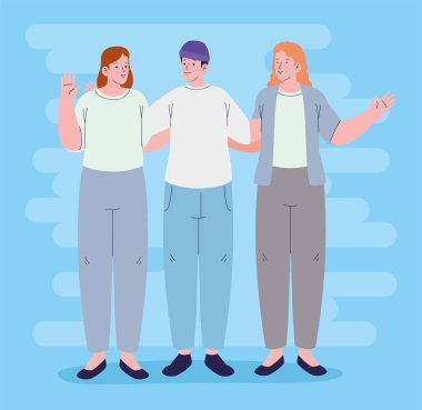 Üç arkadaş grubu ayakta