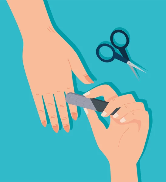 Hands filing the nails service — стоковый вектор
