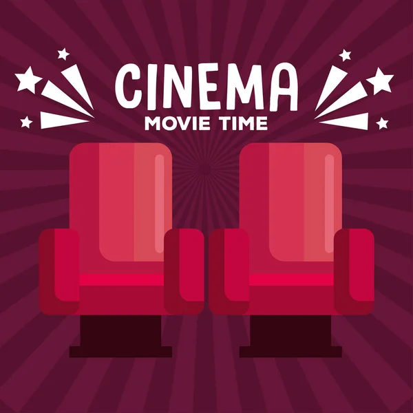 Movie time lettering with chairs — Stockvektor