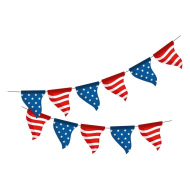 usa flag in garlands