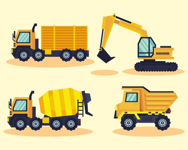 Four construction trucks — Stockvektor