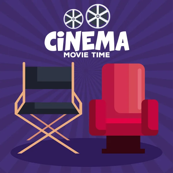 Cinema movie time lettering — стоковый вектор