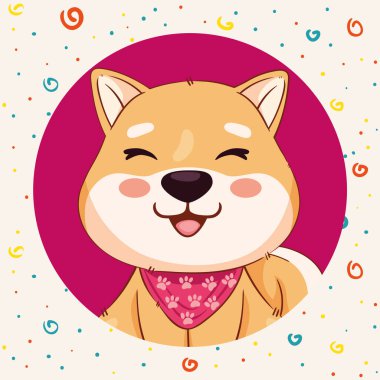 Shiba inu gülümseyen karakter