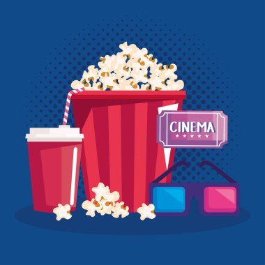 cinema ticket with pop corn