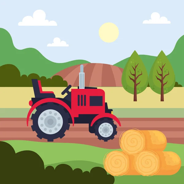 Tractor and straw — Stock Vector