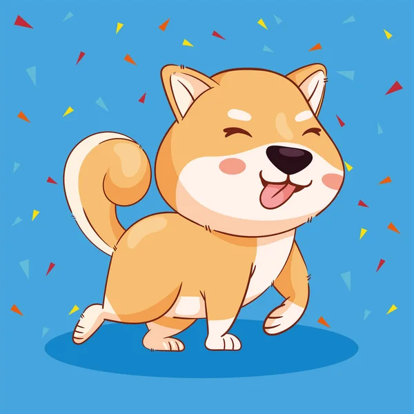 Shiba inu andando cena personagem —  Vetores de Stock