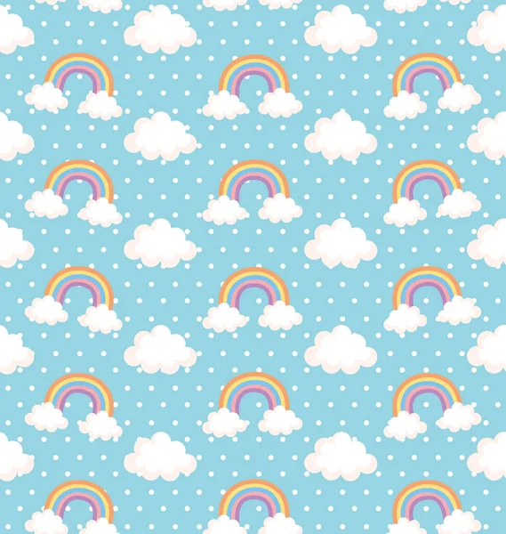 Rainbows and clouds pastel pattern —  Vetores de Stock