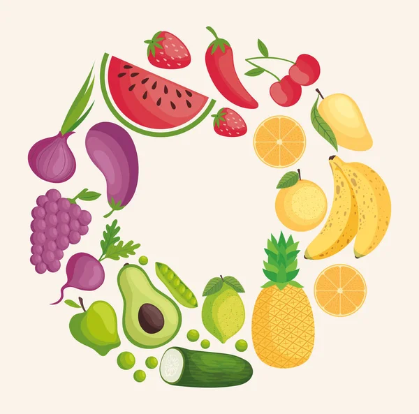 Świeże warzywa i owoce — Wektor stockowy
