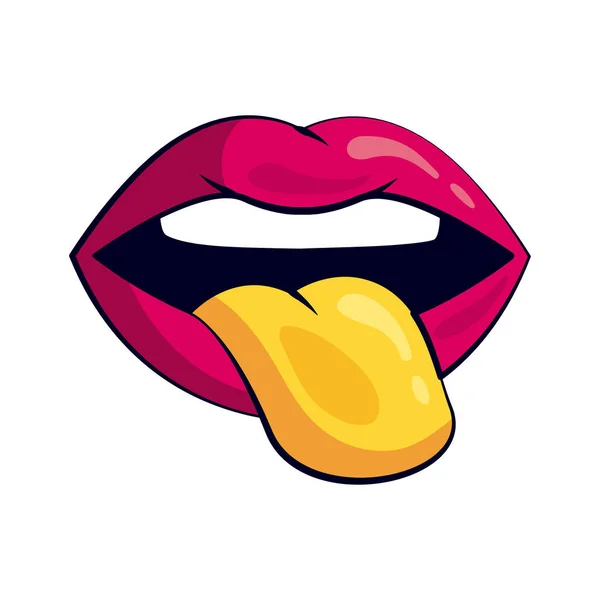 Mouth with tongue out — Stock Vector