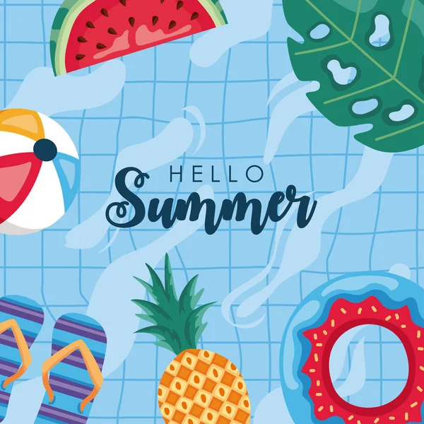 Hello summer in pool — ストックベクタ