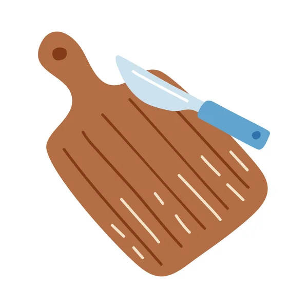 Kitchen board and knife — Vector de stock