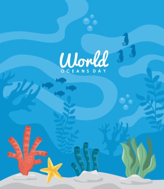 Dünya Okyanusları Günü Su altında harfler