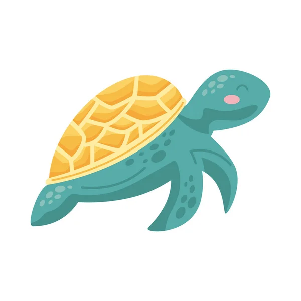 Tortuga marina animal nadando — Vector de stock